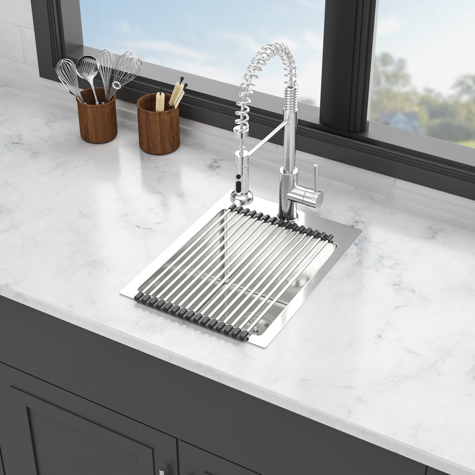 Stainless Steel Drop In Kitchen Sink 15X20 Inch Topmount Sinks 16 Gauge Single Bowl Brushed Nickel Stainless Steel