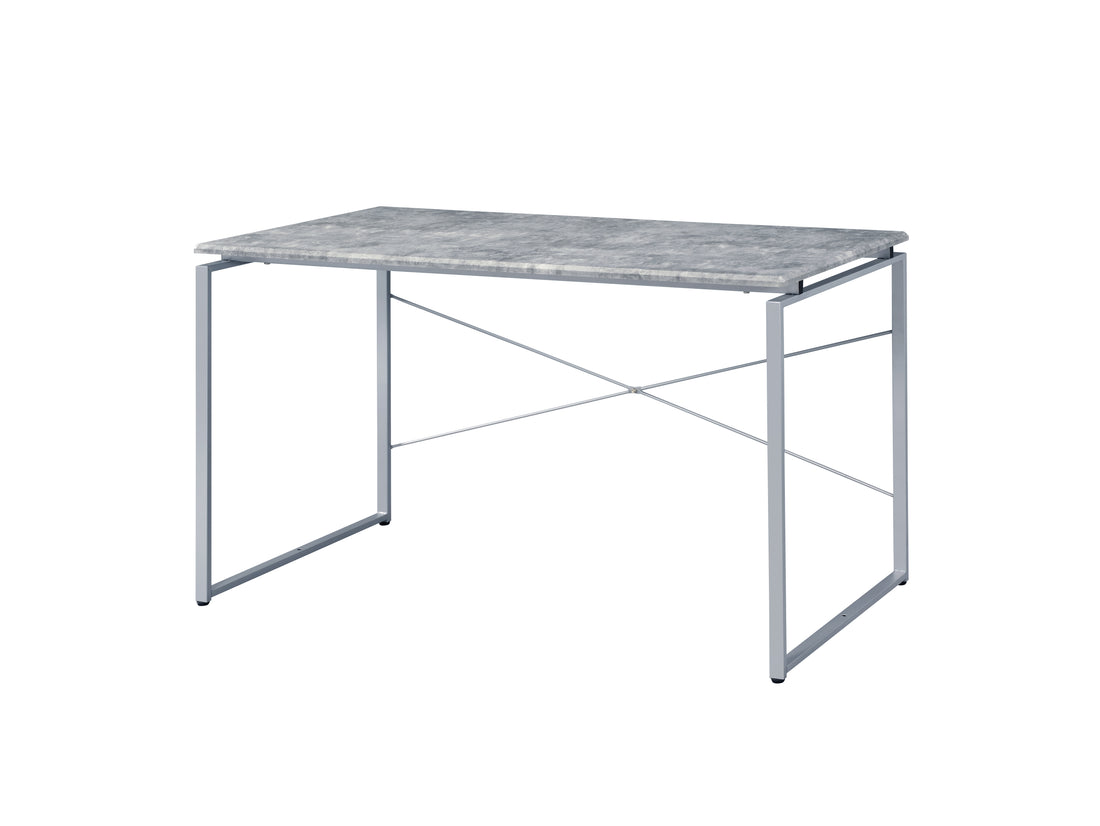 Jurgen Faux Concrete & Silver Finish Writing Desk Gray,Silver Metal,Synthetic Wood
