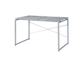 Jurgen Faux Concrete & Silver Finish Writing Desk Gray,Silver Metal,Synthetic Wood