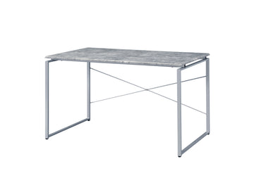 Jurgen Faux Concrete & Silver Finish Writing Desk Gray,Silver Metal,Synthetic Wood