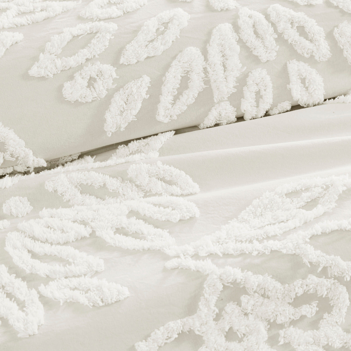 3 Piece Tufted Cotton Chenille Floral Comforter Set Off White Full Queen Full Off White Cotton