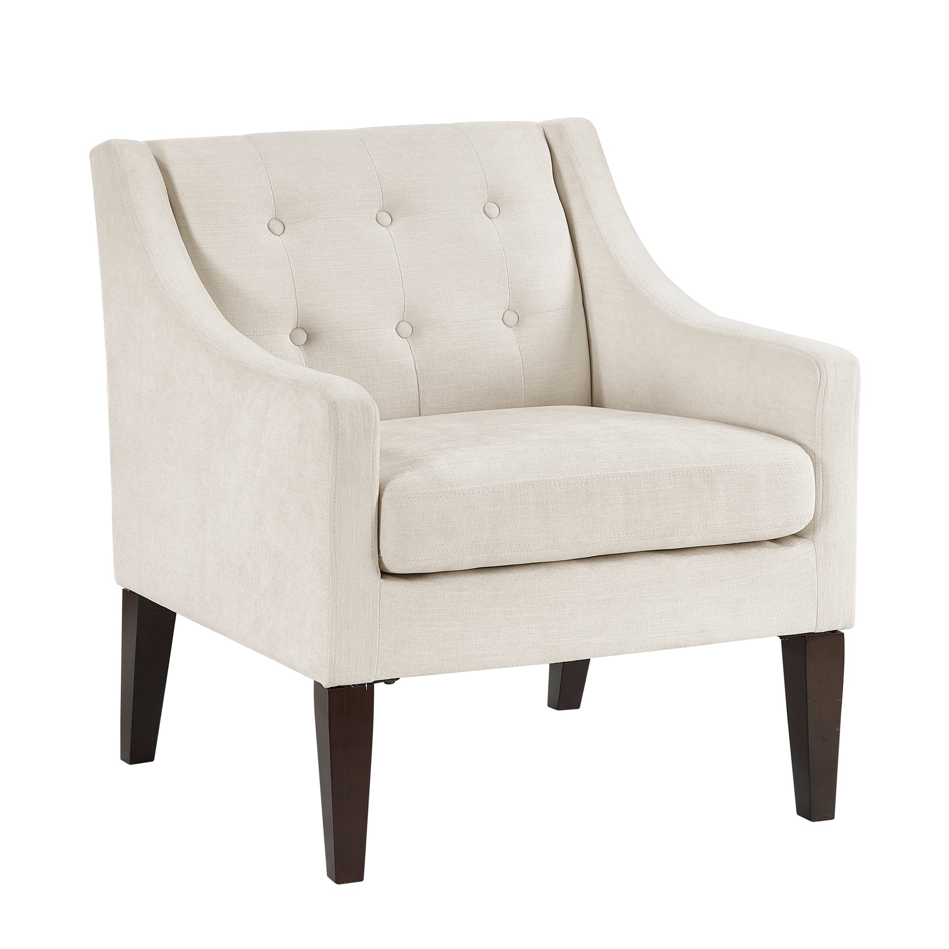 Contemporary Living Room Furniture 1Pc Accent Chair Beige Button Tufted Fabric Upholstery Beige Primary Living Space Plywood