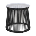 Moonstone Side Table Black Woven Rope