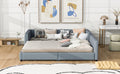 Queen Size & Twin Xl Size Upholstered Platform Bed, Mother & Child Bed, Pu Leather, Gray Gray Pu Leather