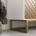 White And Gold Storage Cabinet With 2 Doors, Modern Buffet Sideboard Cabinet, Kitchen Buffet Cabinet With Storage Sideboard Buffet For Living Room Multicolor Particle Board