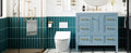 36'' Bathroom Vanity With Resin Sink Combo, Solid Wood Frame Bathroom Storage Cabinet, Freestanding Vanity Set With 5 Drawers& Soft Closing Doors Same As Sw000142Aam Blue Bathroom Solid Wood Mdf Resin