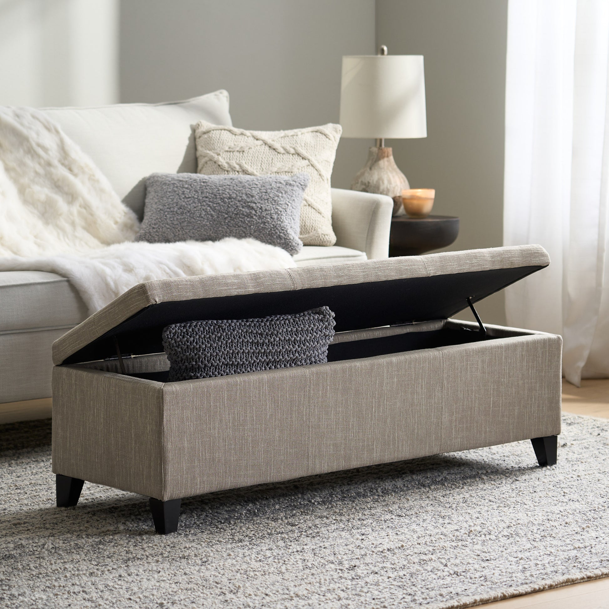 Glouster Storage Ottoman V2 Sand Fabric