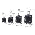 Softside Upright Luggage Set Expandable, Lightweight,4 Piece 20 24 28 32 Black Fabric