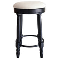 Bar Stools Set Of 2 Black Color, 360 Degree Swivel, Accent Wooden Swivel Seat Counter Height Bar Stool,White Cushion Seat, Barstool Perfect For Dining And Living Room Height 26