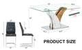 Table And Chair Set.Modern Dining Table, Tempered Glass Countertop With Artistic Mdf Legs.Paried With 4 Comfortable Chairs With Pu Seats And Metal Legs. Suitable For Various Decoration Styles. Black,Transparent Seats 4 Mdf Glass
