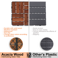 Acacia Wood Interlocking Deck Tiles Checker Pattern, 30 Pcs 12