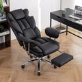 Office Chair, Big And Tall Executive Office Chair With Footrest, Leather Computer Chair, Ergonomic Reclining Chair High Back With Lumbar Support, Large Home Office Chair Black Black Pu Leather