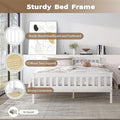 Twin Bed Frames With Headboard, Solid Wooden Platform Bed With Corner, Modern Low Profile Bed Frame, No Box Spring Needed, White Twin White Wood