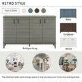 Sideboard With 4 Door Large Storage Buffet With Adjustable Shelves And Metal Handles For Kitchen, Living Room, Dining Room Antique Gray Antique Gray Solid Wood Mdf