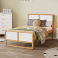 Modern Style Twin Size Solid Wood Platform Bed For Kids, Teens, Adults, No Need Box Spring, Walnut And White Box Spring Not Required Twin White Walnut Wood Bedroom Modern Pine Bed Frame Wood