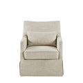 Skirted Swivel Chair Beige Wood