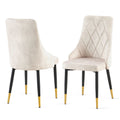 Beige Dining Chairs Set Of 4 Living Room Chair Modern Kitchen Armless Side Chair Metal Plaid Beige Dining Room Powder Coated Foam Dry Clean Modern Dining Chairs Solid Back Foam Velvet