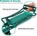 Garden Kneeler And Seat, Foldable Kneeling Bench With Sturdy Soft Eva Foam Pad, For Camping, Gardening, Fishing, 2 Tool Pouches Included, Green Green Metal