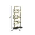 Jodie 27 Inch Metal Modern Accent Decor, Stacked Squares, Block Base, Gold Gold Wood Metal