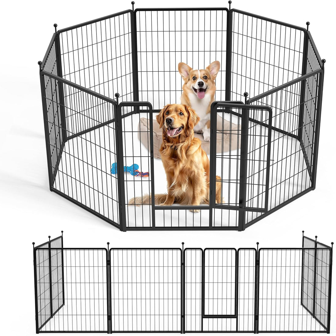 Dog Playpen 32 Inch 8 Panles, Ideal Dog Fence For Small Medium Dogs Indoor & Outdoor Bliss, Perfect Dog Pen For Camping, Yard, Rv, Garden Fence, Black Black Metal
