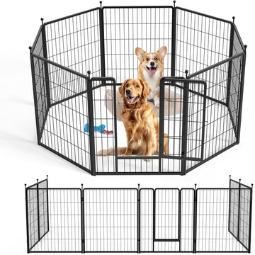 Dog Playpen 32 Inch 8 Panles, Ideal Dog Fence For Small Medium Dogs Indoor & Outdoor Bliss, Perfect Dog Pen For Camping, Yard, Rv, Garden Fence, Black Black Metal