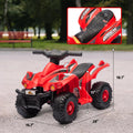 Qaba Kids Atv, 6V 4 Wheeler Kids Quad Car, Battery Powered Electric Ride On Toy With Music For Boys & Girls Ages 2 6 Years, Red Red Plastic