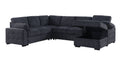 Nyhan Upholstered Corner Sectional With Pull Out Loveseat And Storaged Chaise Dark Gray Medium Firm Cushion Back L Shaped Foam Chenille 5 Seat