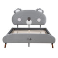 Full Size Upholstered Platform Bed With Koala Shaped Headboard, Gray Full Gray Velvet