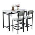 Kitchen Table Set, Dining Table And Chairs For 2, 3 Piece Dining Room Table Set With 2 Upholstered Chairs, Bar Dining Table Set For Small Spaces, Apartment, Breakfast, Pub, Rustic Black Gray Seats 2 Mdf