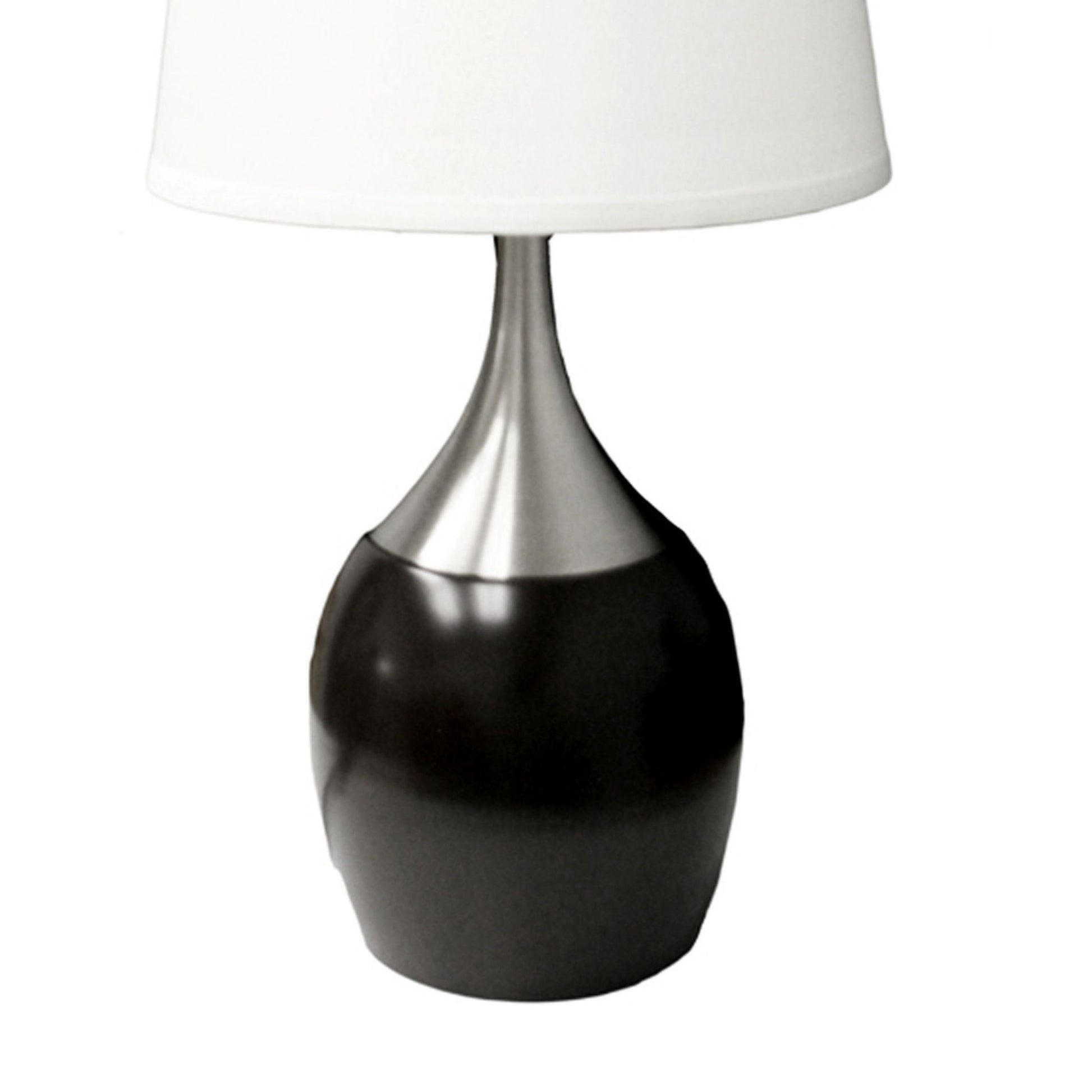 24" Tall Metal Touch Table Lamp With Espresso Finish, White Shade Multicolor Metal