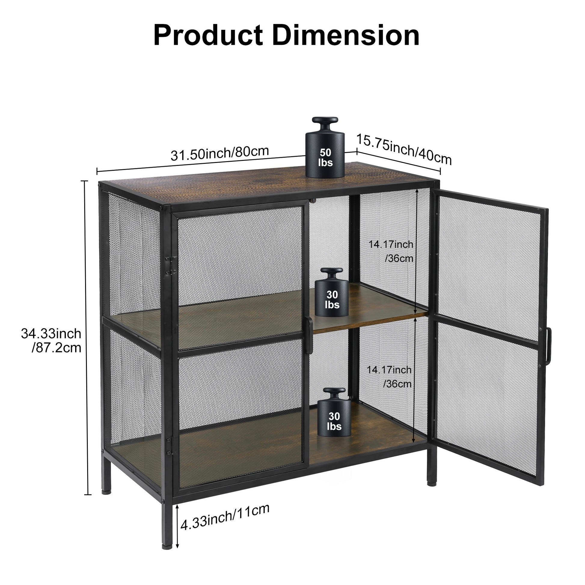 Sideboard Buffet Kitchen Storage Cabinet With Mesh Doors And Shelves, Wine Liquor Cabinet, Cupboard Console Table, 31.5W X 15.75D X 34.3H, Black Antique Antique Black Metal & Wood