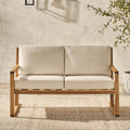 Contemporary Solid Wood Slat Back Patio Loveseat Natural Natural Wood Acacia Wood