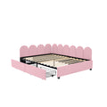 Full Size Upholstered Daybed With 2 Drawers,Velvet Sofabed With Soft Fabric Headboard, No Box Spring Needed, Pink Full Pink Wood Fabric