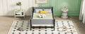 Twin Bed With Headboard, Footboard, Safeguards, Built In Bed End Book Storage Rack ,Grey Twin Grey American Design Pine