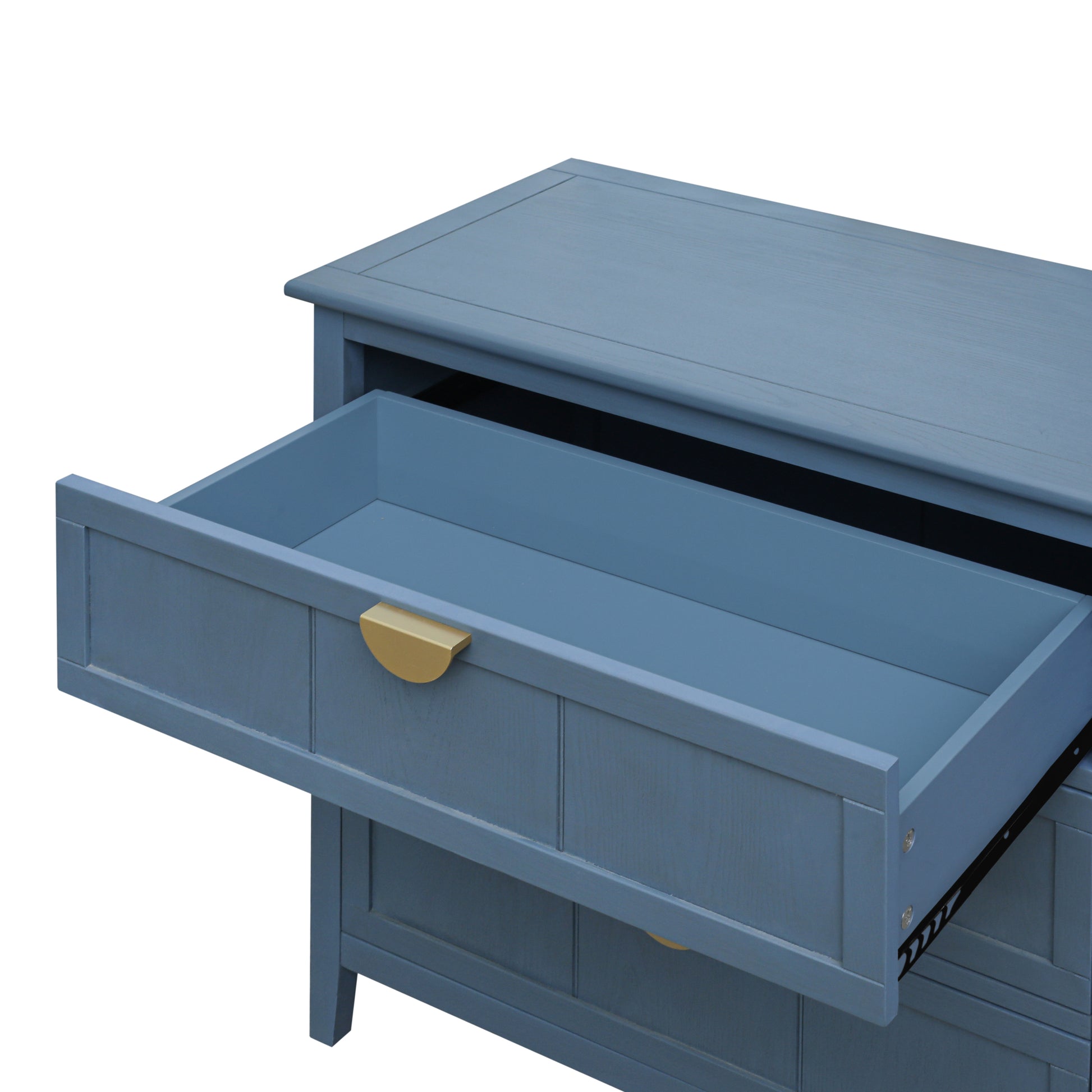 3 Drawer Cabinet, American Furniture,Suitable For Bedroom, Living Room, Study Blue Mdf