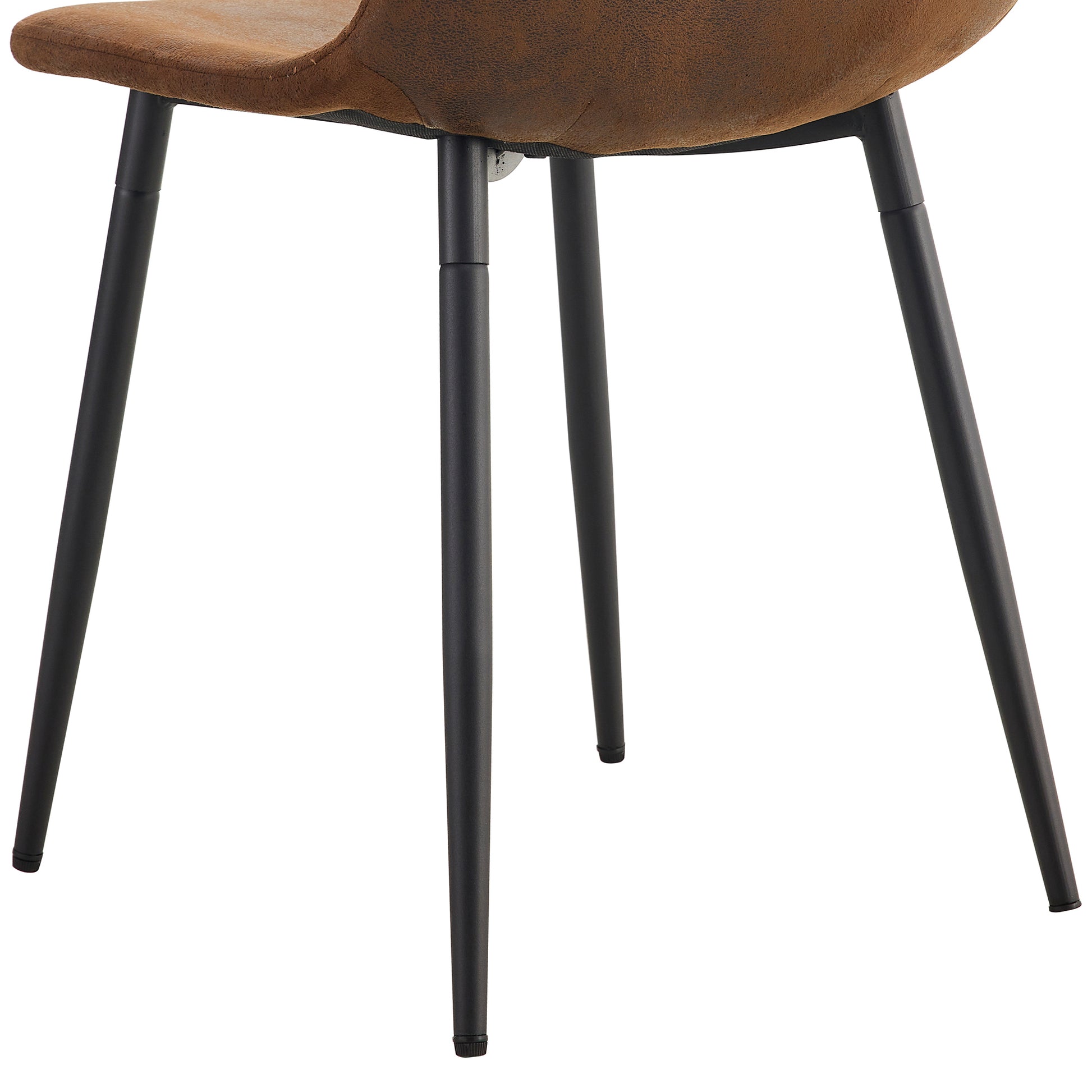 Table And Chair Set.Mdf Rectangular Dining Table, 6 Modern Medieval Style Restaurant Cushioned Side Chairs With With Soft Cushions And Black Metal Legs.Suitable For Restaurants, Living Rooms, Kitchen. Brown Seats 6 Mdf Metal