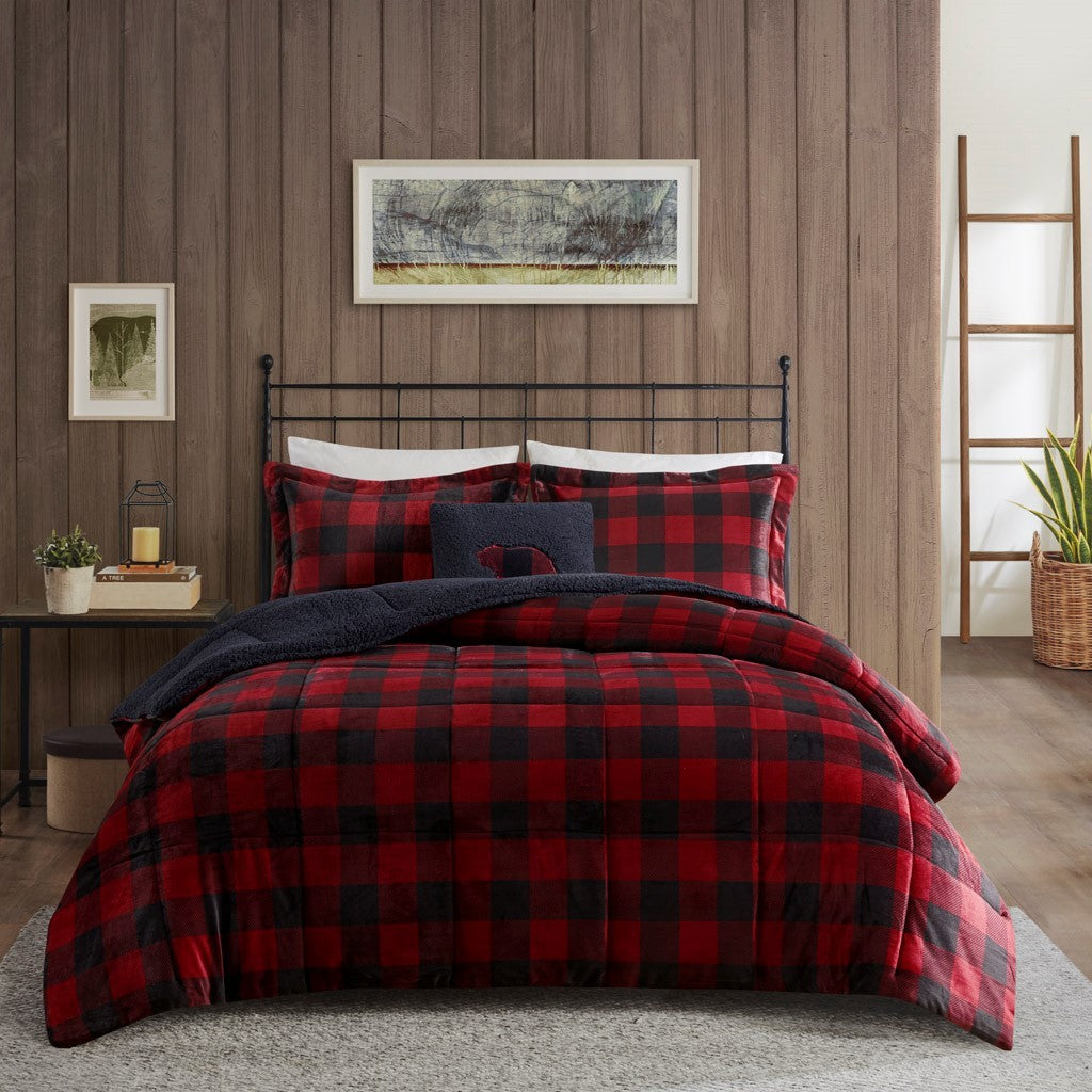 Plush To Sherpa Down Alternative Comforter Set King Multicolor Polyester