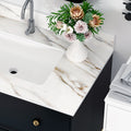 37 Inch Marble Vanity Top, Bathroom Vanity Top With Undermount Rectangular Middle Sink And 4