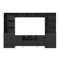 4 Piece Entertainment Wall Unit With 13 Shelves,8 Drawers And 2 Cabinets, Multifunctional Tv Stand Media Storage Cabinet With Fluted Line Surface For Living Room, For Tvs Up To 70