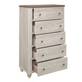 Transitional Rustic Style 1Pc Storage Chest Of 5 Drawers Two Tone Antique White And Brown Classic Bedroom Furniture Antique White,Brown Bedroom Classic,Rustic,Transitional Wood