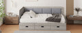 Full Size Daybed With Three Drawers And Three Storage Compartments, Gray Full Gray Mdf