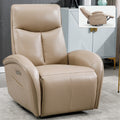 Brown Leatheraire Swivel And Rocker Power Recliner Chair With Lumbar Support, Max Swivel Degree 270 , Heavy Duty Motion Mechanism With Usb And Type C Ports Brown Faux Leather Power Push Button Metal Primary Living Space Medium Firm Pillow Back Heavy Duty