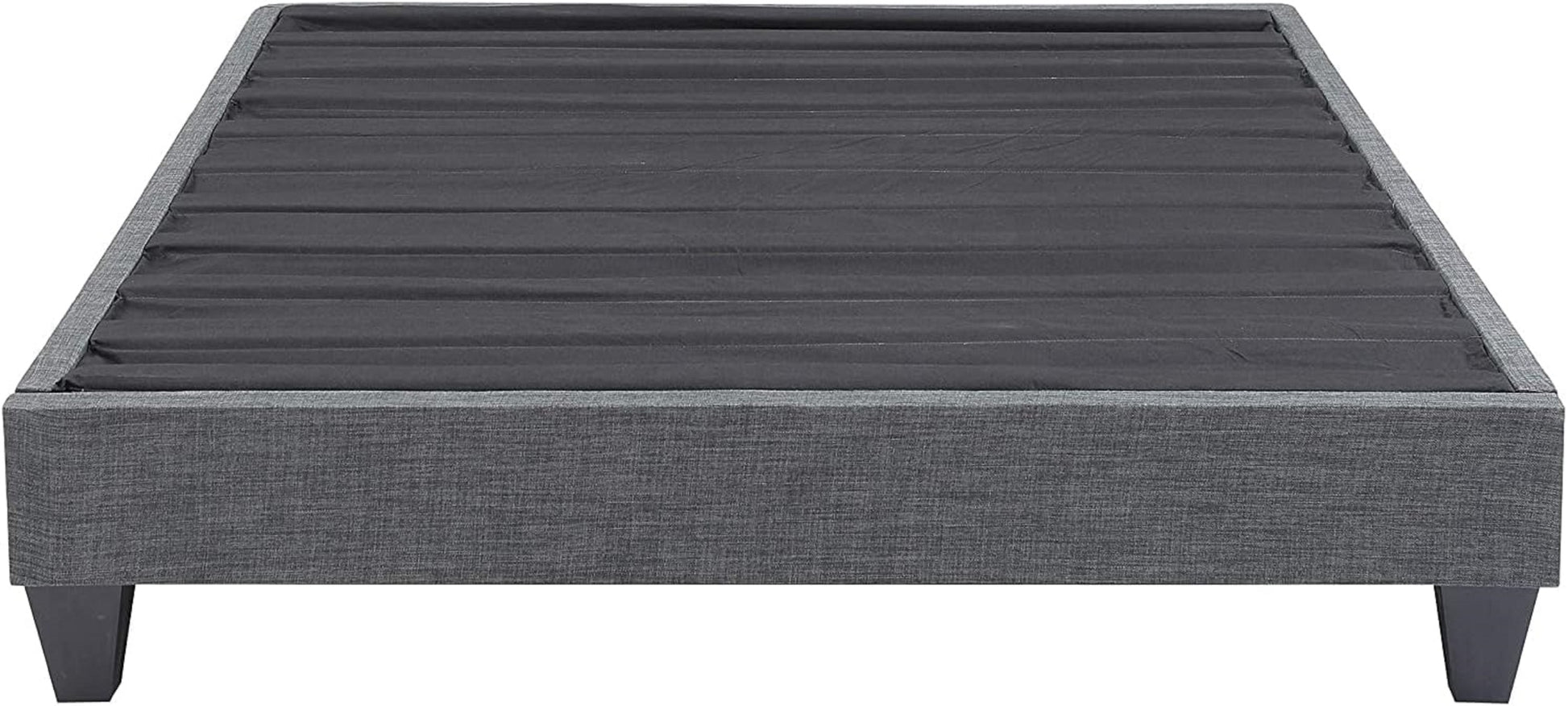 1Pc Contemporary Upholstered Platform Bed Twin Size Linen Like Polyester Fabric Steel Grey Wood Frame Bedroom Box Spring Not Required Twin Steel Gray Wood Primary Living Space Contemporary Bed Frame Polyester Wood