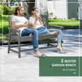 Outsunny Outdoor Bench, 2 Person Park Style Garden Bench With All Weather Hdpe, 704 Lbs. Weight Capacity Porch Bench With Slatted Back & Armrests, Dark Gray Dark Gray Plastic