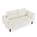 Convertible Futon Sofa Bed, Comfy Loveseat Sleeper Sofa With Adjustable Armrest, Strengthen Wood, Thick Padded Cushion, Small 2 Seater Couch For Living Room, Bedroom, Beige Beige Foam 2 Seat