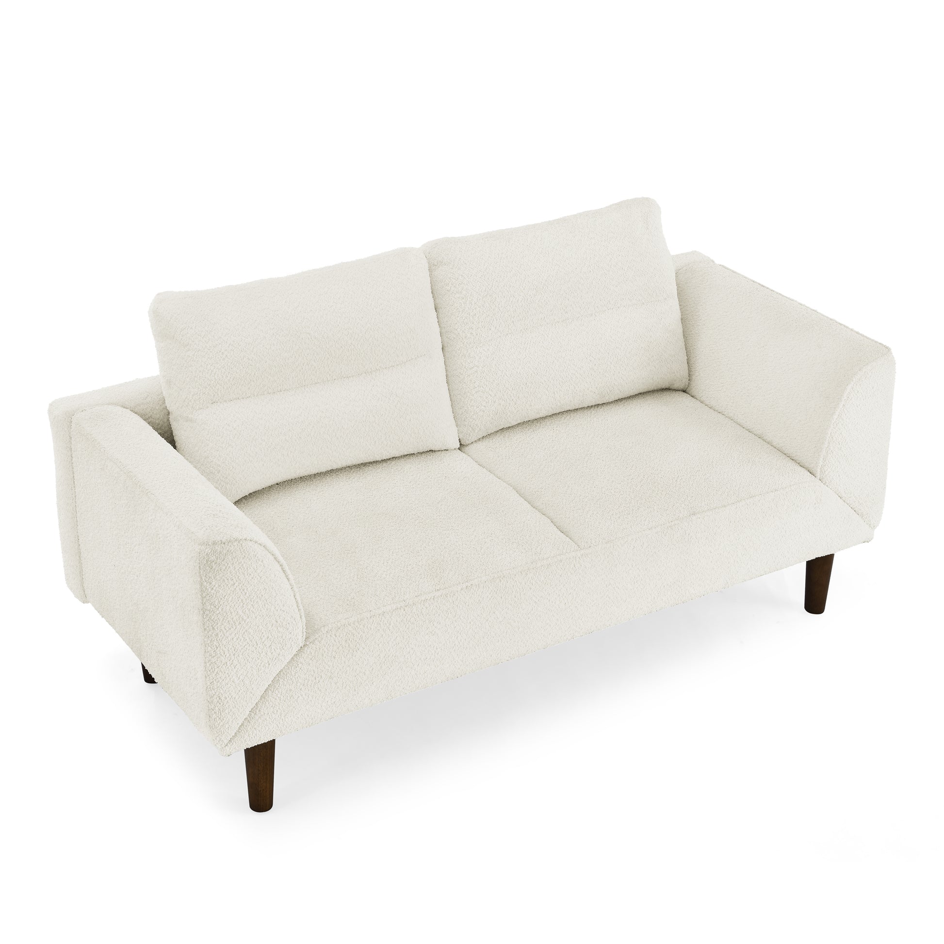 Convertible Futon Sofa Bed, Comfy Loveseat Sleeper Sofa With Adjustable Armrest, Strengthen Wood, Thick Padded Cushion, Small 2 Seater Couch For Living Room, Bedroom, Beige Beige Foam 2 Seat