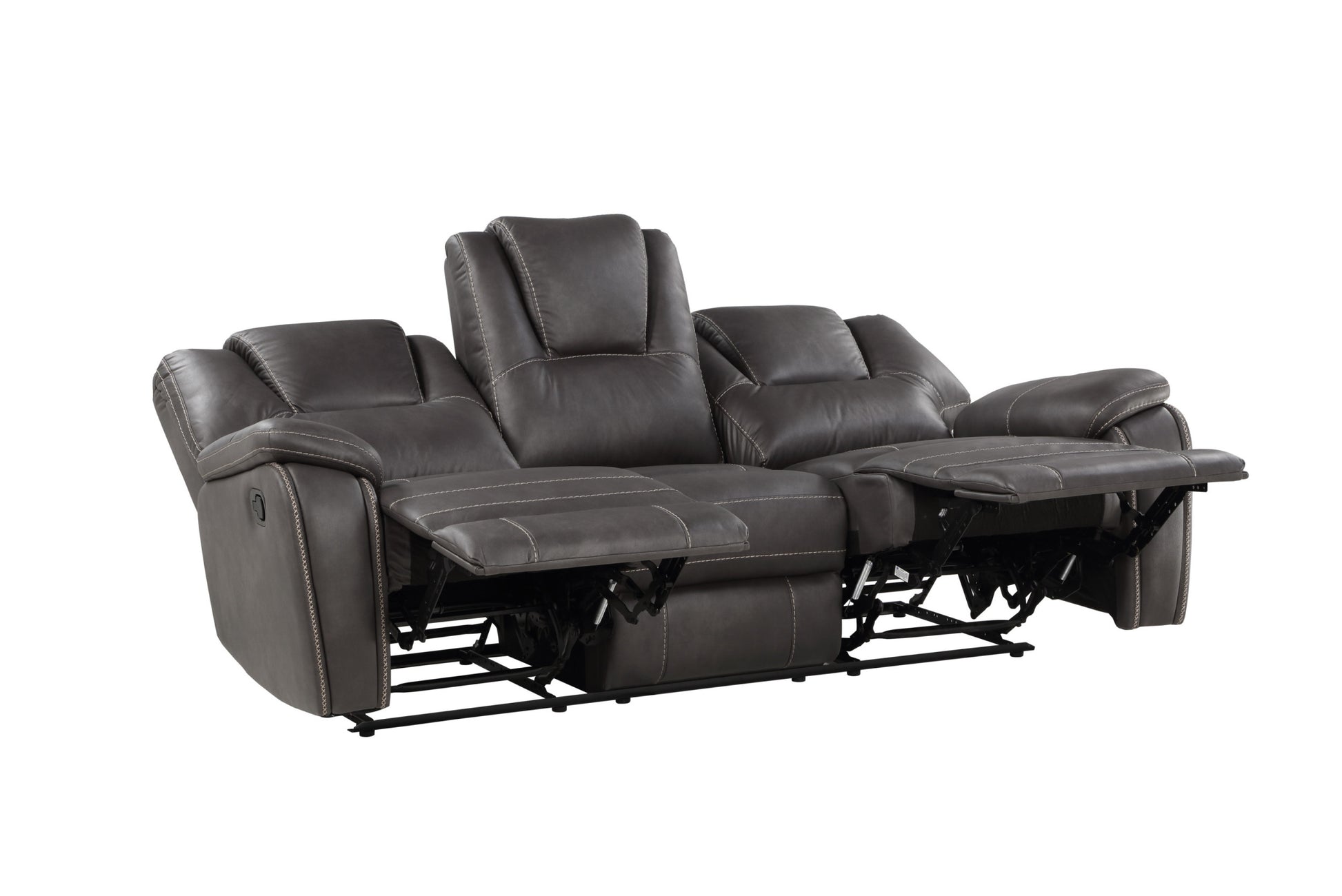 Katrine 3 Piece Living Room Set Charcoal Charcoal Faux Leather