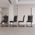 Modern Dining Chairs,Pu Faux Leather High Back Upholstered Side Chair With C Shaped Tube. Black Metal Legs For Dining Room Kitchen Vanity Patio Club Guest Office Chair Set Of 4 Black Pu Black Foam Pu