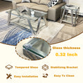 Silver Stainless Steel Double Layer Clear Tempered Glass Coffee Table For Bed Room, Living Room Clear,Silver Modern Rectangular Stainless Steel,Tempered Glass