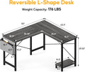 L Shaped Desk Gaming Computer 50 Inch Reversible Corner Table Pc For Writing Study Student With Wood Tabletop Metal Frame Cpu Stand Side Bag For Home Office Small Place, Grey Grey Wood